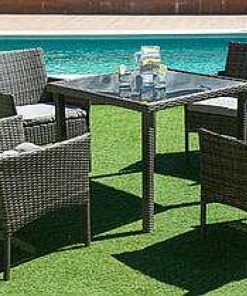 Muebles De Jard N Easy Mobel | Mesa Cuadrada + 4 Sillas De Ratan Pe. Muebles De Jardin Y Terraza