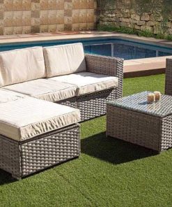 Muebles De Jard N Easy Mobel | Sofa Chaise Longue + Sillon + Mesa. Muebles De Jardin Y Terraza De Ratan Pe Gris