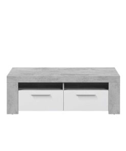 Sal N Y Comedor Easy Mobel | Mueble Bajo Tv Ambit 2 Puertas Blanco Y Cemento