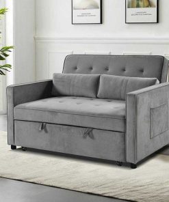 Sof S Easy Mobel | Sofa Cama De Matrimonio Japon 132Cm Gris En Terciopelo