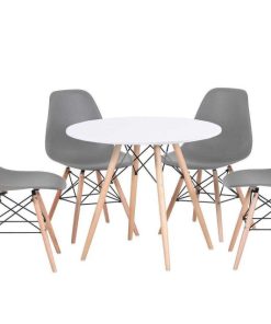 Mesas Y Sillas Easy Mobel Mesas De Comedor, Comedor O Cocina | Pack Mesa Redonda Nordica 80Cm + 4 Sillas Nordicas