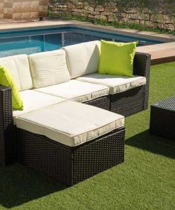 Muebles De Jard N Easy Mobel | Sofa Chaise Longue De Ratan Pe + Mesa Greca. Muebles De Jardin Y Terraza Negro