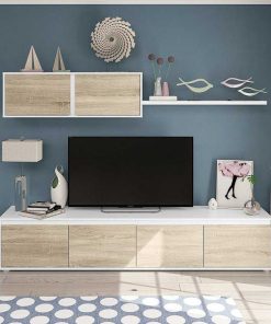 Sal N Y Comedor Easy Mobel | Conjunto Mueble De Salon Alida Br Blanco Y Roble