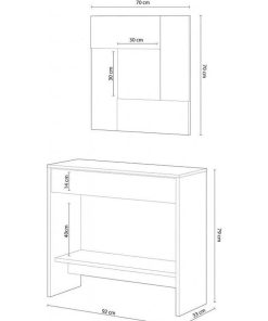 Sal N Y Comedor Easy Mobel | Mueble Recibidor Consola Oxys + Espejo Y Cajon Roble Y Wengue