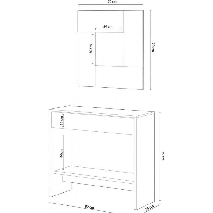 Sal N Y Comedor Easy Mobel | Mueble Recibidor Consola Oxys + Espejo Y Cajon Roble Y Wengue