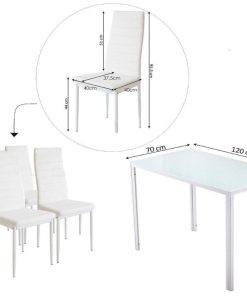 Mesas Y Sillas Easy Mobel | Mesa De Cristal Templado Dt20 + 4 Sillas Polipiel. Comedor O Cocina