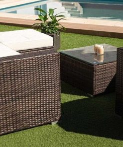 Muebles De Jard N Easy Mobel | Sofa Chaise Longue + Sillon + Mesa De Ratan Pe. Muebles De Jardin Y Terraza Marron