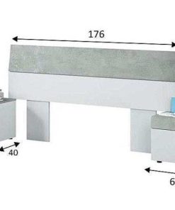 Dormitorio Easy Mobel | Cabecero De Cama Tekkan. Cabezal + 2 Mesitas Blanco Y Gris