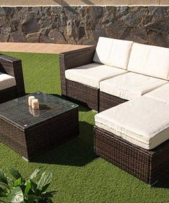 Muebles De Jard N Easy Mobel | Sofa Chaise Longue + Sillon + Mesa De Ratan Pe. Muebles De Jardin Y Terraza Marron