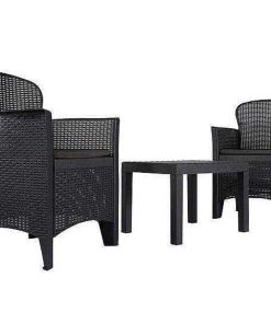 Muebles De Jard N Easy Mobel | Mesa Akita + 2 Sillas. Muebles De Jardin Y Terraza Negro