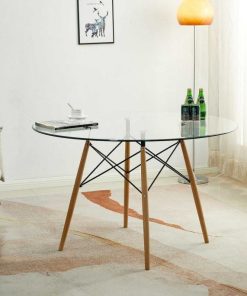 Mesas Y Sillas Easy Mobel Mesas De Comedor, Comedor O Cocina | Mesa Redonda De Cristal Templado Tower 120Cm Cambria