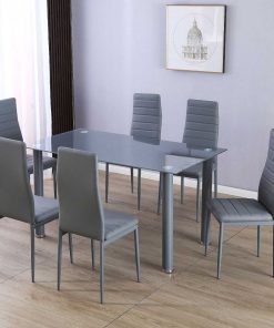 Mesas Y Sillas Easy Mobel | Mesa De Cristal Templado + 6 Sillas Polipiel. Comedor O Cocina