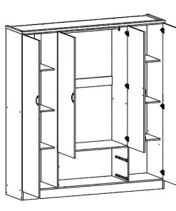 Dormitorio Easy Mobel | Armario De Dormitorio 4 Puertas Dn, Con Espejo Sonoma