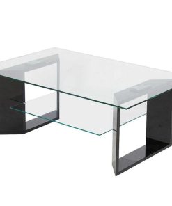 Mesas Y Sillas Easy Mobel Mesas De Centro O Auxiliares | Mesa De Centro De Cristal Templado Y Madera Xs Negro