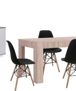 Packs Easy Mobel | Pack Mesa De Comedor Extensible + 4 Sillas + Aparador Joana 2 Puertas Y 4 Cajones