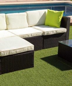 Muebles De Jard N Easy Mobel | Sofa Chaise Longue De Ratan Pe + Mesa Greca. Muebles De Jardin Y Terraza Negro