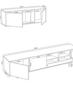 Sal N Y Comedor Easy Mobel | Mueble Tv Ciara + Estante. Conjunto Muebles De Salon Blanco Y Roble