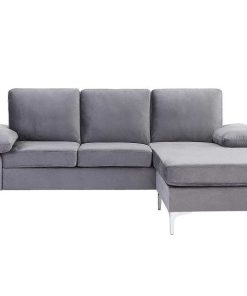 Sof S Easy Mobel | Sofa Chaise Longue Reversible Desiree 225Cm Gris En Terciopelo