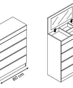 Dormitorio Easy Mobel | Sinfonier Alava 4 Cajones Y Espejo Integrado Blanco