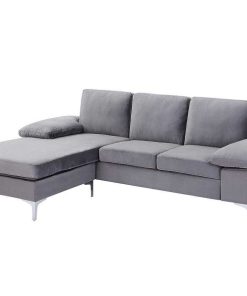 Sof S Easy Mobel | Sofa Chaise Longue Reversible Desiree 225Cm Gris En Terciopelo