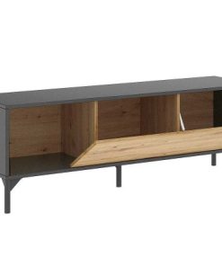 Sal N Y Comedor Easy Mobel | Mueble Bajo Tv Lak 1 Puerta Roble Y Negro