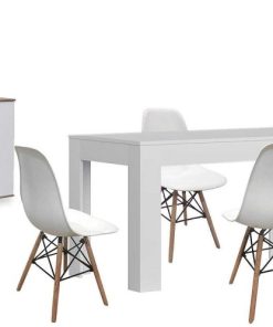 Packs Easy Mobel | Pack Mesa De Comedor Extensible + 4 Sillas + Aparador Joana 2 Puertas Y 4 Cajones