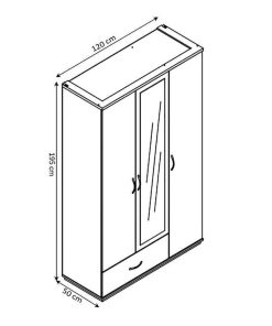 Dormitorio Easy Mobel | Armario De Dormitorio 3 Puertas Con Espejo Dn Sonoma