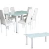 Mesas Y Sillas Easy Mobel | Pack Elegance: Mesa De Cristal Templado + 6 Sillas Polipiel + Mesa De Centro De Cristal Templado