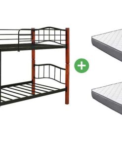 Dormitorio Easy Mobel | Oferta: Litera Doble Cama 90Cm De Madera Y Metal+ 2 Colchones