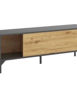 Sal N Y Comedor Easy Mobel | Mueble Bajo Tv Lak 1 Puerta Roble Y Negro