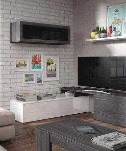 Sal N Y Comedor Easy Mobel | Mueble Tv Nexus + Estante. Conjunto Muebles De Salon Blanco Y Gris