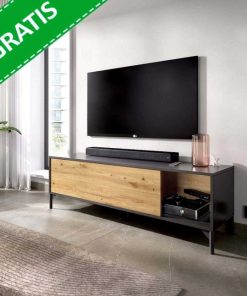 Sal N Y Comedor Easy Mobel | Mueble Bajo Tv Lak 1 Puerta Roble Y Negro