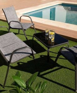 Muebles De Jard N Easy Mobel | Sofa + 2 Sillas + Mesa De Cristal Templado. Muebles De Jardin Y Terraza Gris