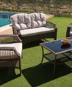 Muebles De Jard N Easy Mobel | Sofa + 2 Sillas + Mesa. Muebles De Jardin Y Terraza De Ratan Pe Gris