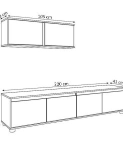 Packs Easy Mobel | Pack Muebles De Salon Nordico - Conjunto De Salon + Mesa Extensible + Sillas Blanco Y Cambria