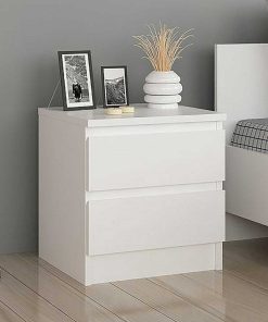 Dormitorio Easy Mobel | Mesita De Noche Blanca 2 Cajones Blanco