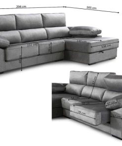 Sof S Easy Mobel | Sofa Chaise Longue Reclinable Everest 294Cm Gris