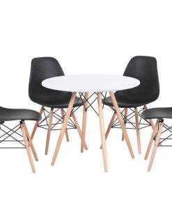 Mesas Y Sillas Easy Mobel Mesas De Comedor, Comedor O Cocina | Pack Mesa Redonda Nordica 80Cm + 4 Sillas Nordicas