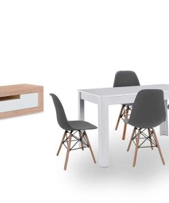 Packs Easy Mobel | Pack Muebles De Salon Nordico - Mueble Tv + Mesa + Sillas