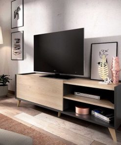 Sal N Y Comedor Easy Mobel | Mueble Bajo Tv Ness Cg 1 Puerta Cambria Y Grafito