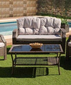 Muebles De Jard N Easy Mobel | Sofa + 2 Sillas + Mesa. Muebles De Jardin Y Terraza De Ratan Pe Gris