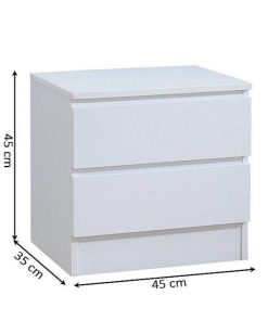 Dormitorio Easy Mobel | Mesita De Noche Blanca 2 Cajones Blanco