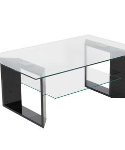 Mesas Y Sillas Easy Mobel Mesas De Centro O Auxiliares | Mesa De Centro De Cristal Templado Y Madera Xs Negro