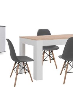 Packs Easy Mobel | Pack Mesa De Comedor Extensible + 4 Sillas + Aparador Joana 2 Puertas Y 4 Cajones