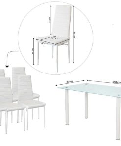 Mesas Y Sillas Easy Mobel | Mesa De Cristal Templado + 6 Sillas Polipiel. Comedor O Cocina