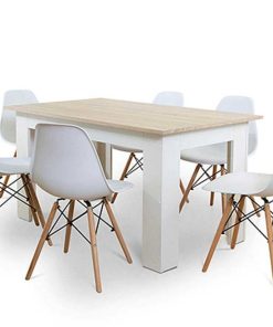 Mesas Y Sillas Easy Mobel | Pack Mesa De Comedor O Cocina Fija + 6 Sillas Estilo Nordico