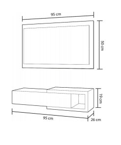 Sal N Y Comedor Easy Mobel | Mueble Recibidor Noon + Espejo Y Cajon Blanco Y Cemento