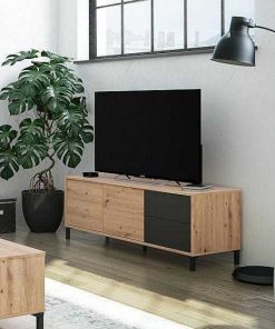 Sal N Y Comedor Easy Mobel | Mueble Tv Brooklyn 2 Puertas Y 2 Cajones Roble Y Negro