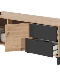 Sal N Y Comedor Easy Mobel | Mueble Tv Brooklyn 2 Puertas Y 2 Cajones Roble Y Negro