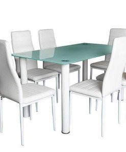 Mesas Y Sillas Easy Mobel | Mesa De Cristal Templado + 6 Sillas Polipiel. Comedor O Cocina